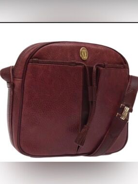 CARTIER Must Line Shoulder
Bag Leather Gold Bordeaux Authentic